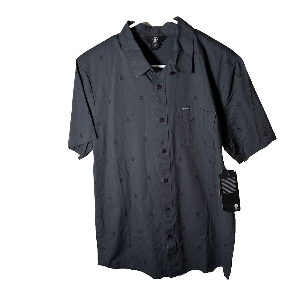 Volcom Shirt Men's Medium Button Up Printed Collared Short Sleeve Casual